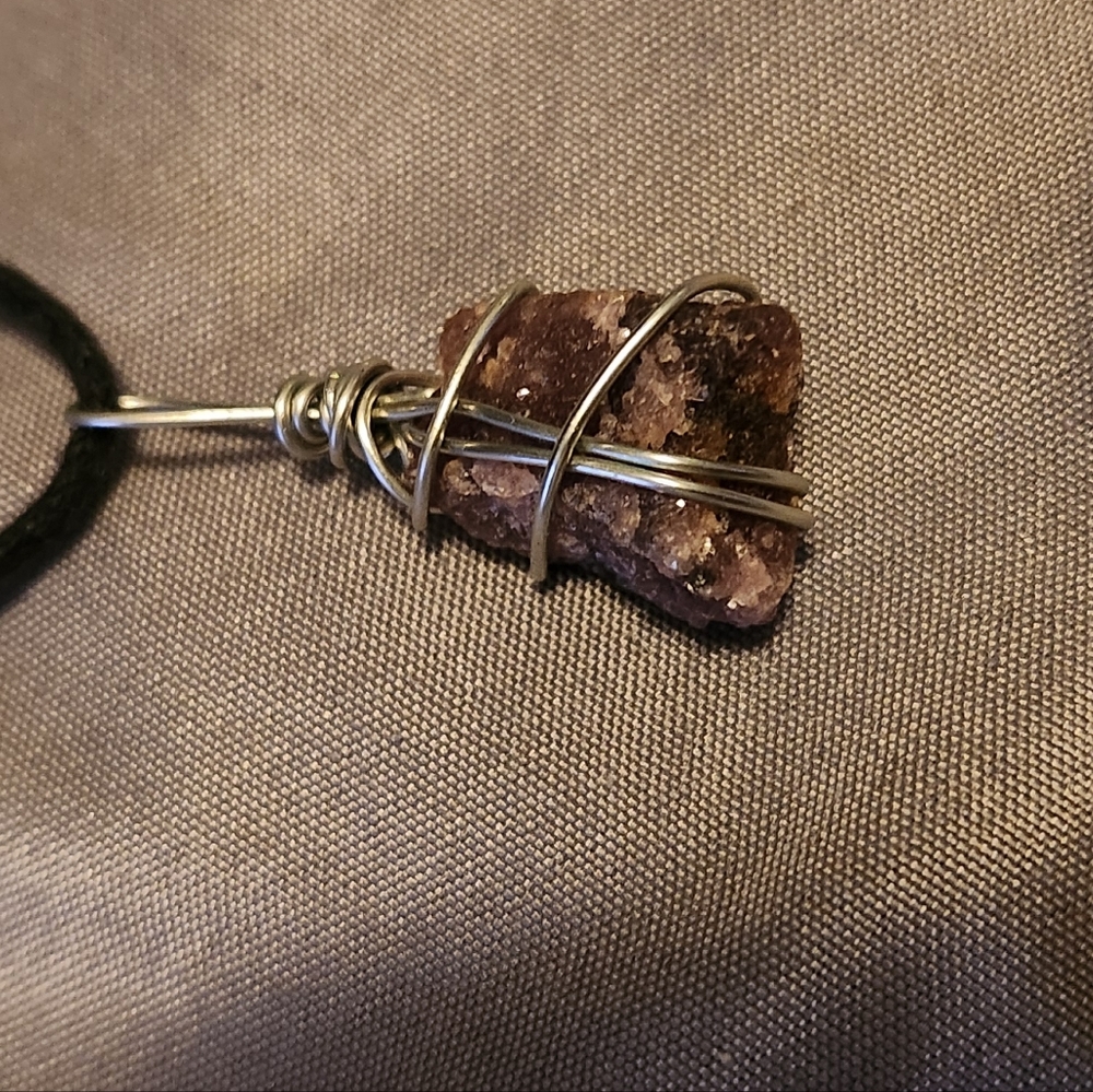 Handmade wire wrapped purple stone necklace